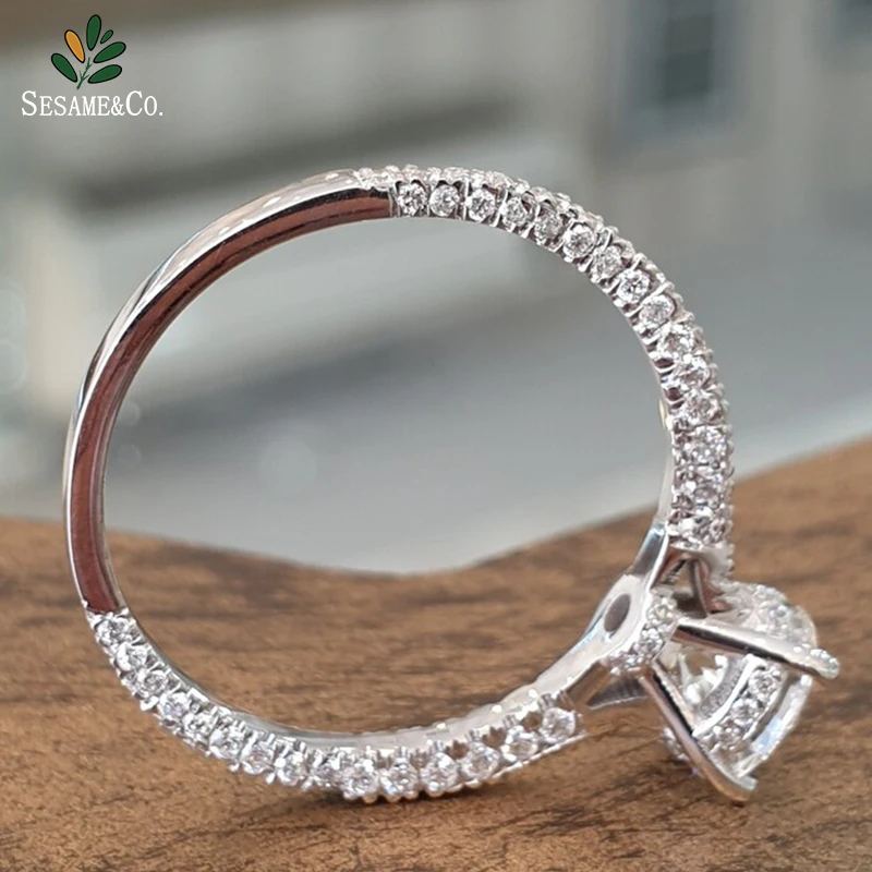 Unique Design Engagement Ring Diamond 18k White Gold Eternity Diamond Band Solitaire Diamond Engagement Rings For Women