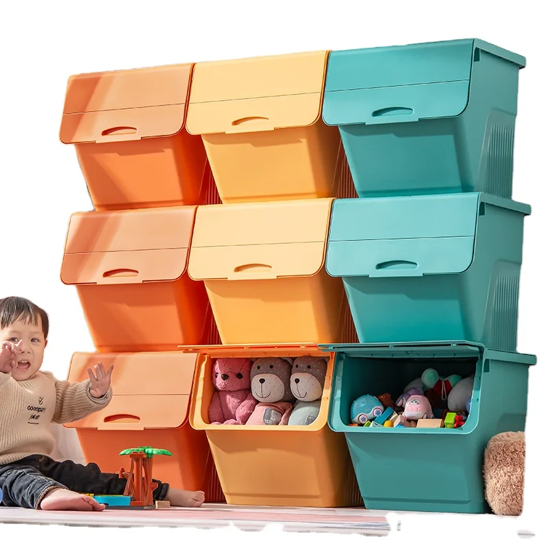 Safe Odorless Large Capacity Front Opening Stackable Baby Room Children Toys Set Storage Box