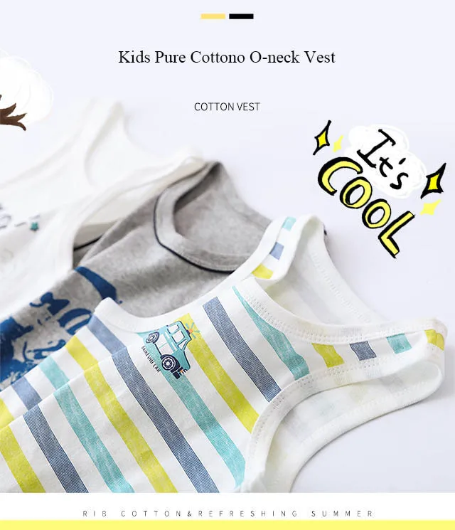 Повседневная майка для мальчиков 100% хлопок Стандартный крой детский хлопковый жилет для мальчиков Детские майки