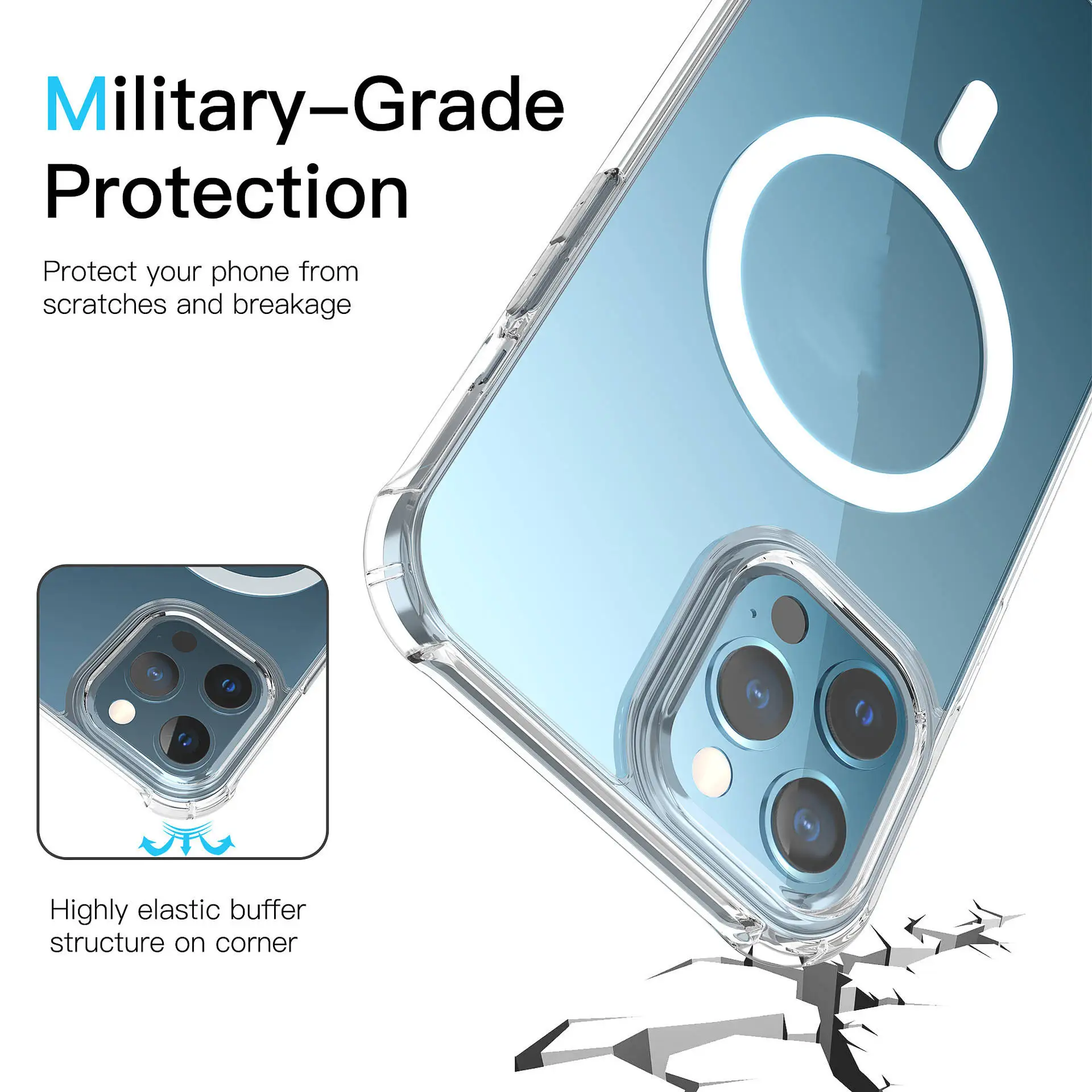 Factory Price Magnetic Mobile Phone Bags Cases Acrylic+TPU Phone Case Shockproof for iPhone 13 14 15 Pro Max