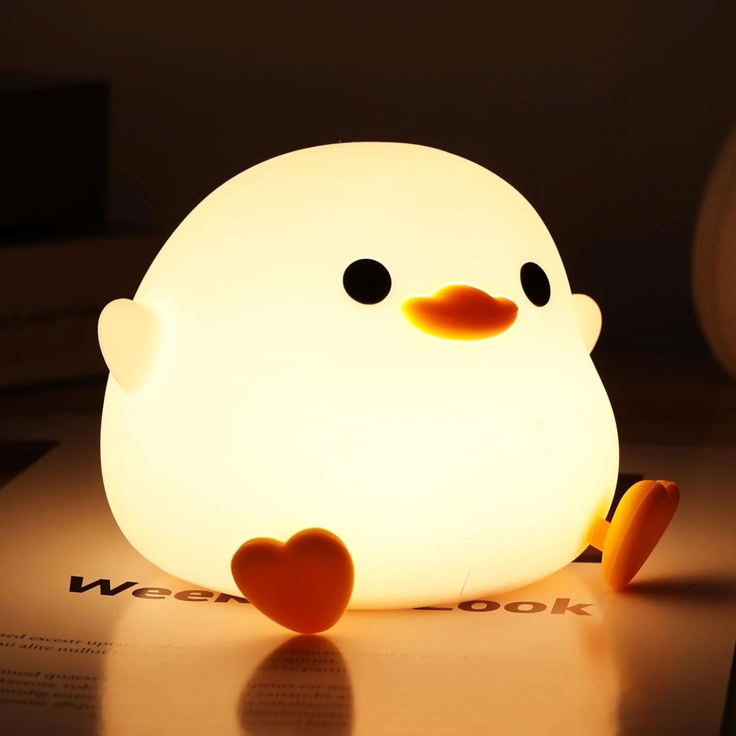 USB charging silicone baby room battery white cat cute duck led night lamp sleep night light for kids