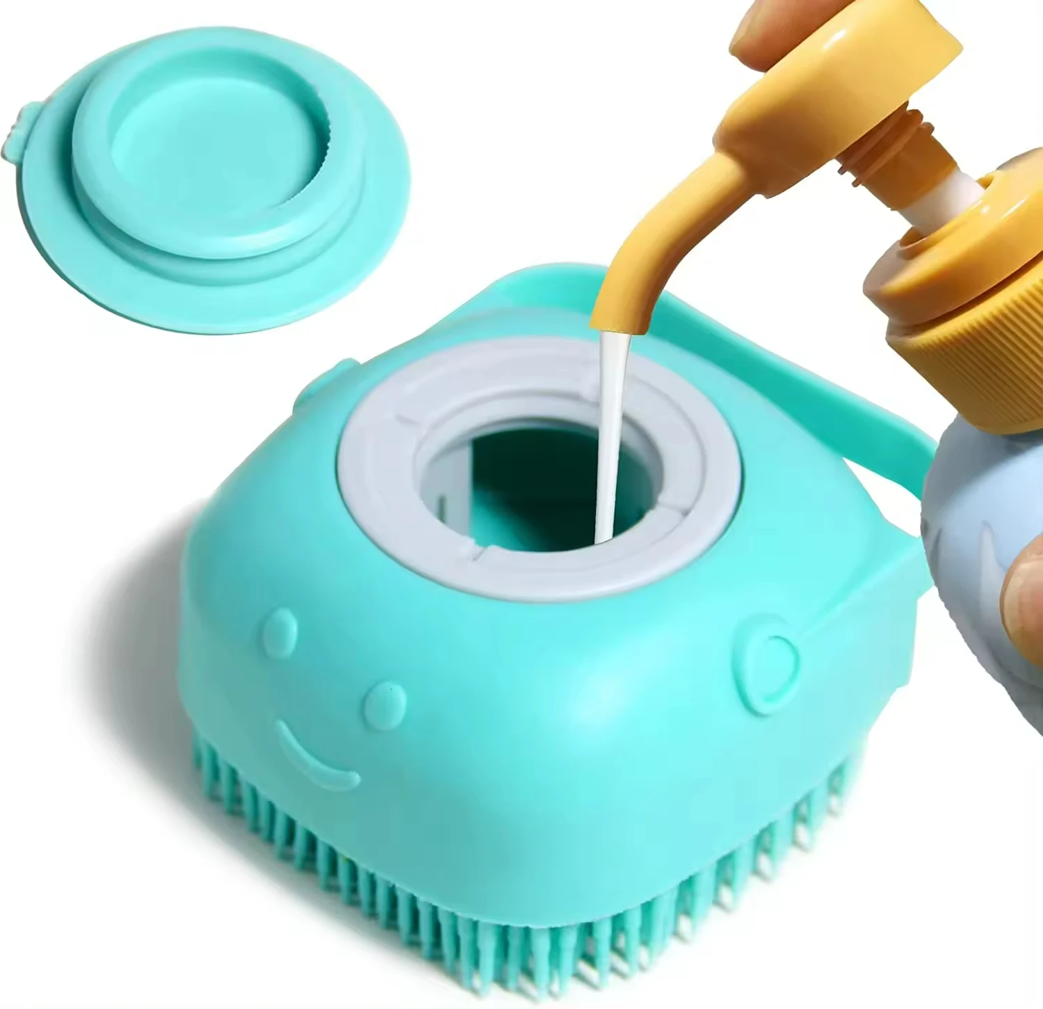 Hot Best Selling Products Pet Cleaning Bath Supplies Pet Massage Brush Shampoo Dispenser Dog Bath Brush