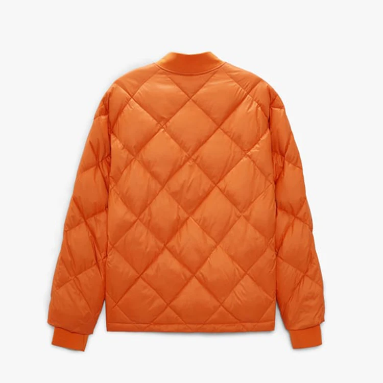 Wholesale Button Up Quilted Orange Puffer Jacket Waterproof Jacket Man High Quality bubble Down Jacket