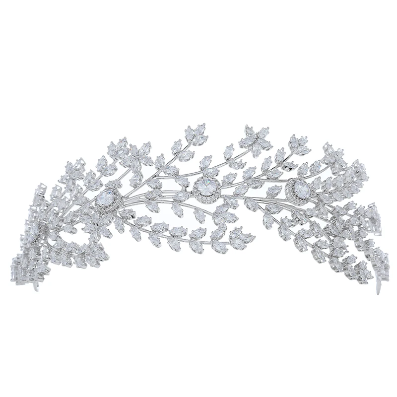 Crown Headband Charm Romantic Leaf Shapes Design Zirconia Hair Comb Accessories for Women Wedding Party BC5367 Corona Princesa
