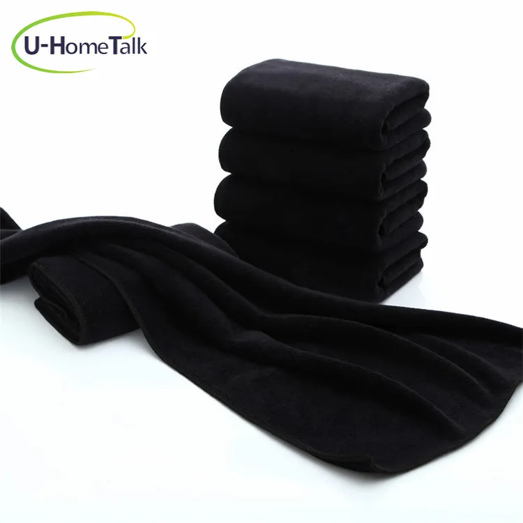 U-HomeTalk UT-MF099 Black Hairdressing Microfiber Towel Microfiber Towel for Barber Shop and Beauty Salon Custom LOGO