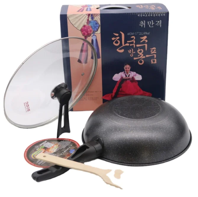 2021  Medical Stone non-stick pan induction cooker wok household gas stove cooking pot light oil smoke