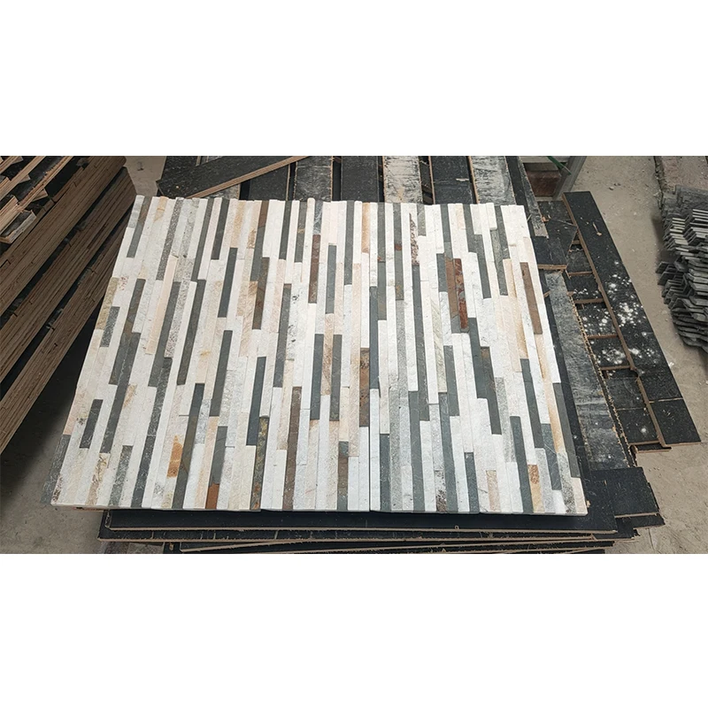 Stacked Stone Cultured Marble Mosaic Natural Strip Culture Stone for Interior Wall and Garden Wall Long Strip