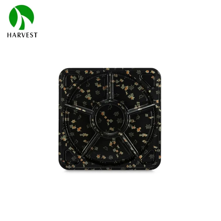 Colored Plastic Round Serving Compartment Disposable Food Tray