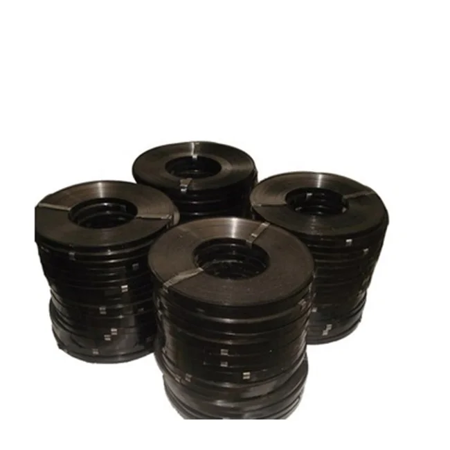 steel strapping metal srip black blue painted 19mm 40kg roll tempered ribbon waxed band factory industry