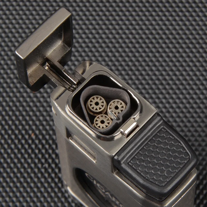 HOT sell Cigar Cigarette Lighter Strong Windproof Three Fires Torch Lighter Zinc Alloy Four Colors Cigar Lighter