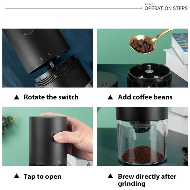 Wholesale Outdoor Travel Mini Single Dose Automatic Adjustable Conical Burr Portable USB Coffee Electric For Sale