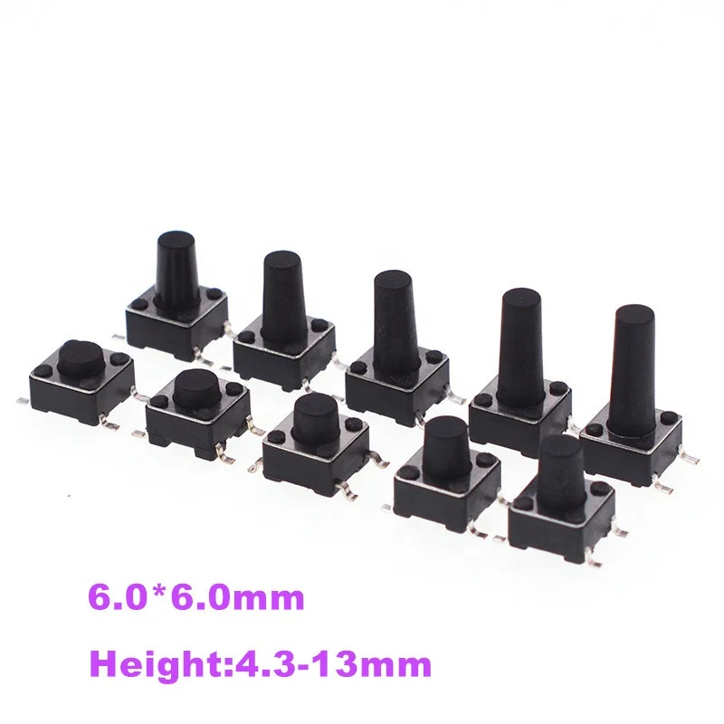hot sales 6.0*6.0 tact switch 4pin SMT Panel PCB Momentary Tactile Tact Switch Push Button Switch