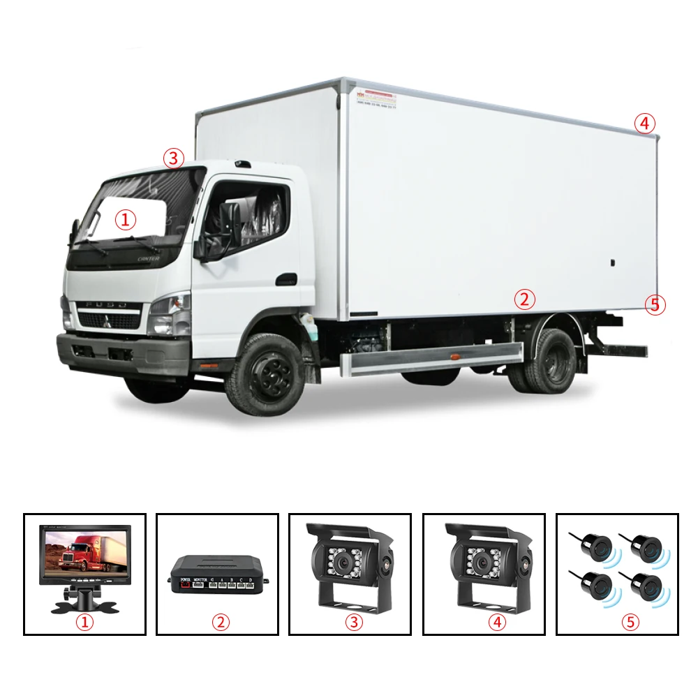 RV Caravan  Rear Side View Parking  Sensor System 7 Inch Monitor IP68 Waterproof Truck Security  Camera