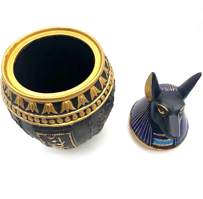 Egyptian Pharaoh Style Resin Anubis Statue Pet Cnerary Casket for Souvenir
