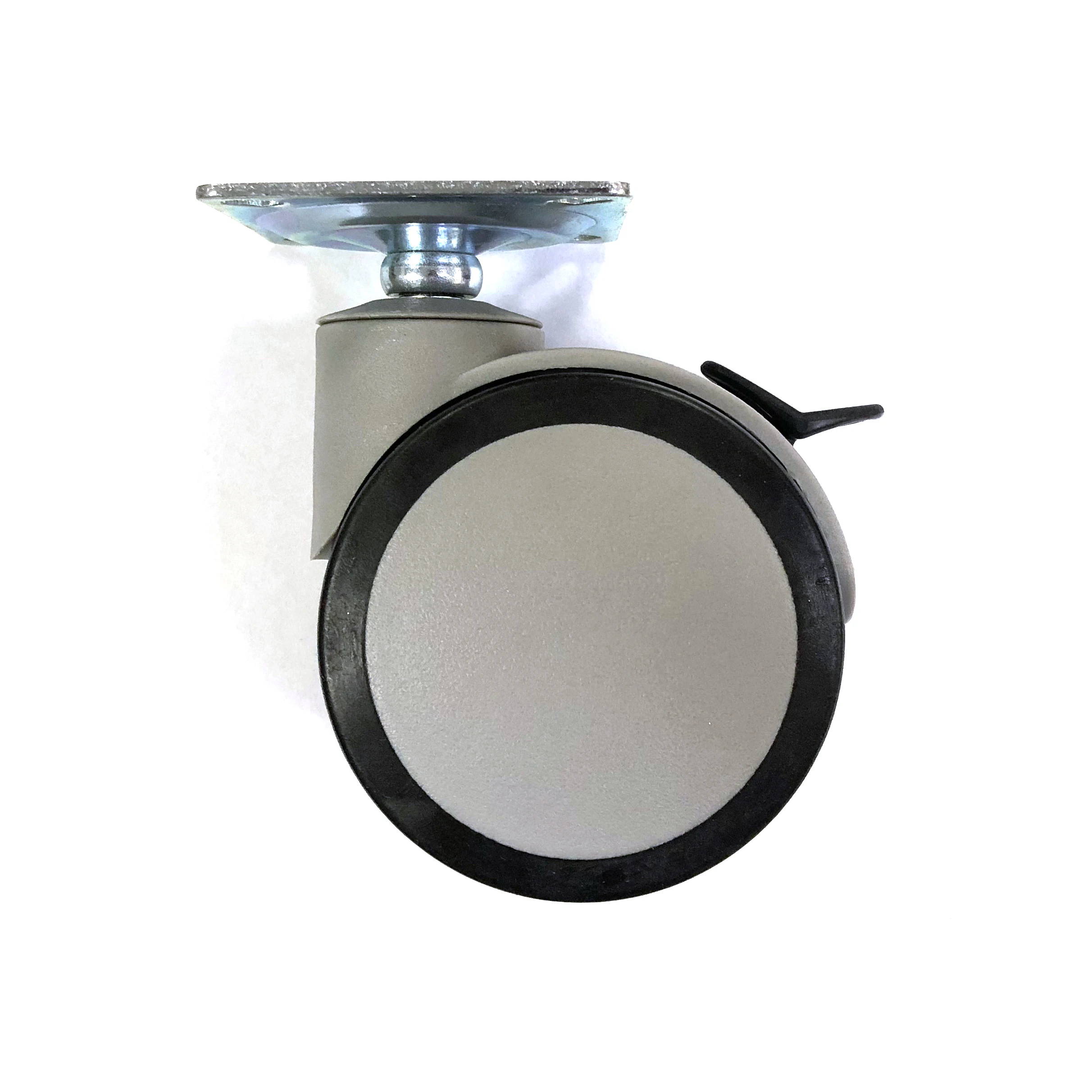 75mm Black Nylon Twin Wheels Swivel Caster 3 Inch Flat Wheel Castor with brake