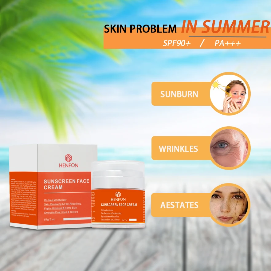 Private Label Aloe Vera Hawaiian Spf90 Moisturizing Sunscreen Oil-Free Zinc-Oxid Spf50 Sunscreen Whitening Body