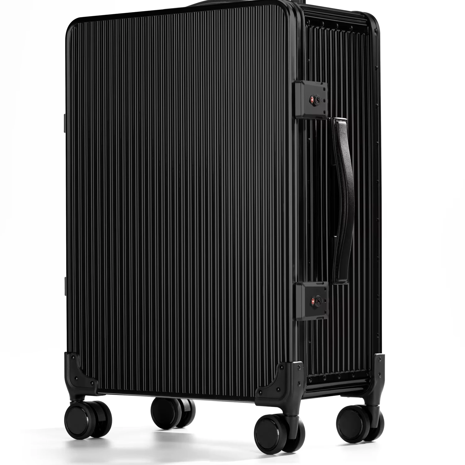 20' Luxury 304 Stainless Steel Titanium Plating Suitcase Fashionable Aluminum Alloy Trolley Case With Approved TSA Lock