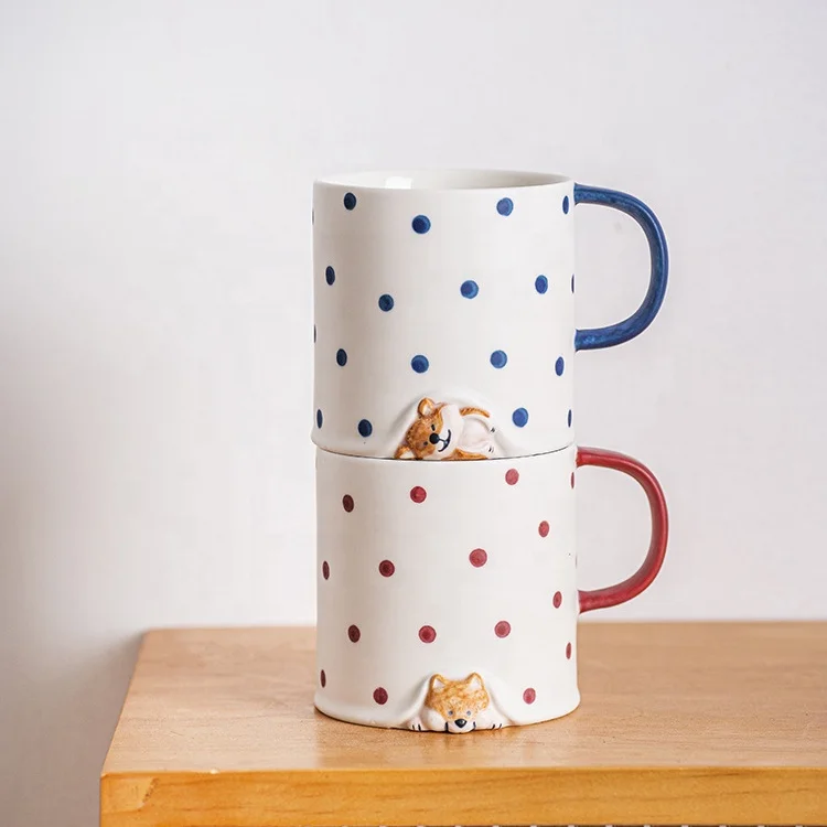 Creative Shiba Inu ceramic coffee mug cute hand painted dog mug