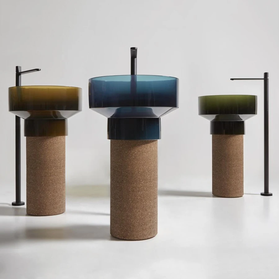 Red Resin Wash Basin Solid Surface Bathroom hand Basins Bathroom Sink with Marble Pattern