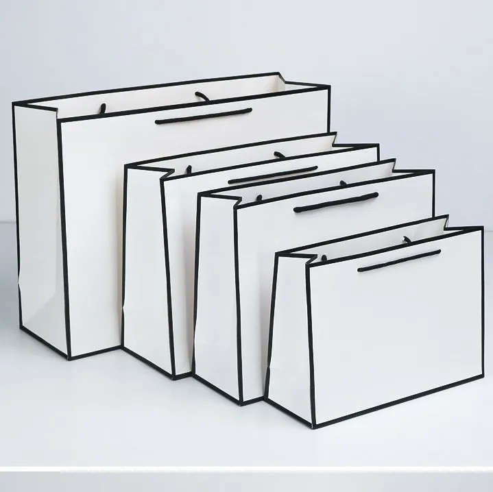 Wholesale Custom Packaging Bag For Clothing Brand Luxury White Jewellery Paper Gift Shopping Bag With Handles Printed Your Logo