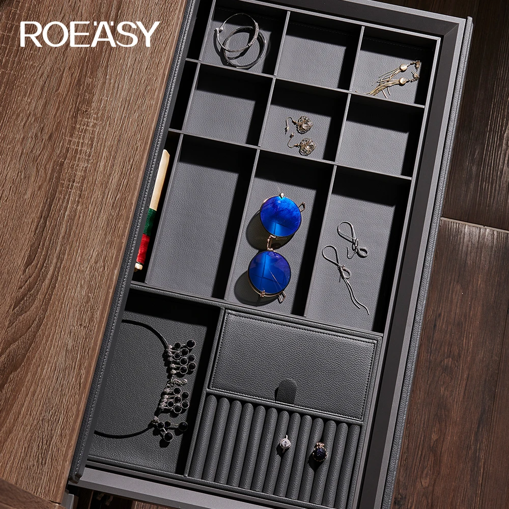 ROEASY Hot popular Leather Jewelry Box Luxury Earring Bracelet Necklace Ring Watch Box Packaging high-end  Leather Jewelry Box