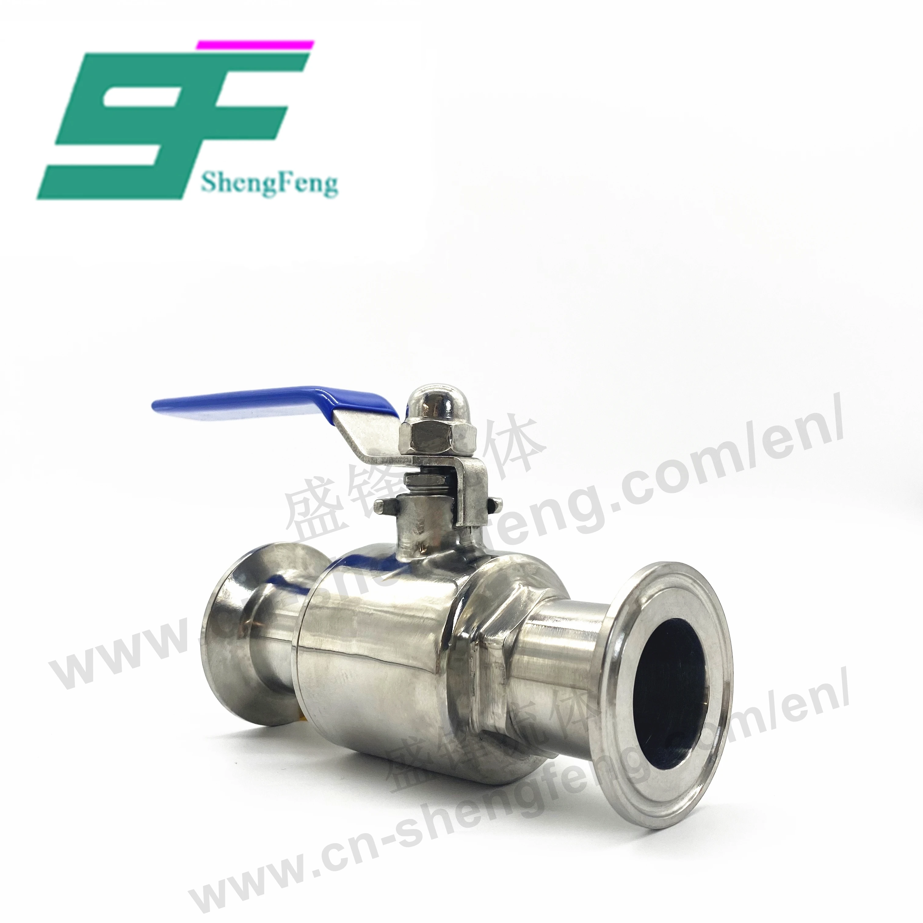 ShengFeng SS304 or SS316L Sanitary Stainless Steel  Sanitary Clamped Straight Ball Valve