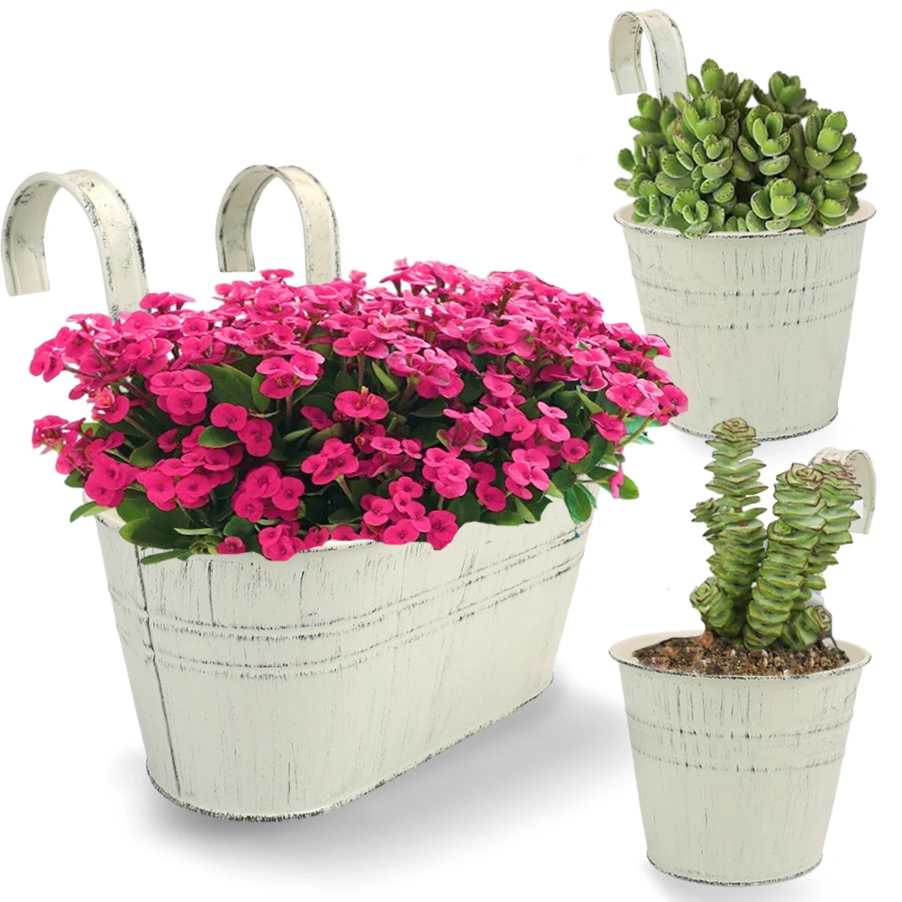 Металлический Железный плантатор на заказ подвесная вешалка для цветочных горшков Цинковое Ведро сада балконных перил настенный улицы