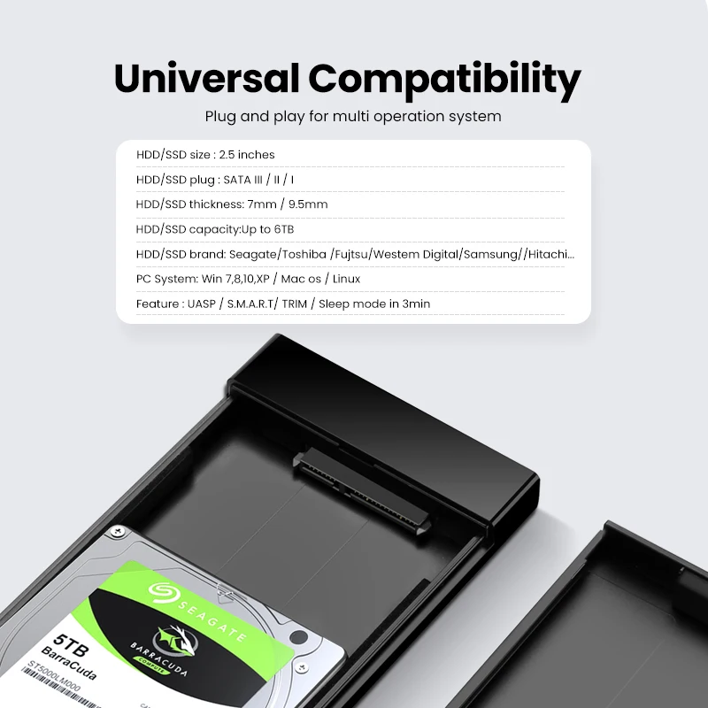  Корпус для жесткого диска Ugreen адаптер 2 5 Sata-USB 3 0 корпус HD внешний портативный инструмент бесплатно SSD-диска Type