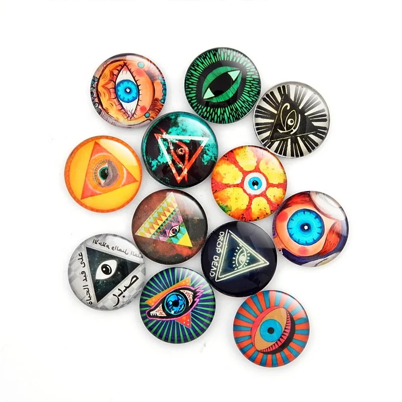 Mixed Style Round Glass Dragon Eye Gem Cover Cabochon for Dome Jewelry Finding Cameo Pendent Doll Making Fusible Glass Supplies