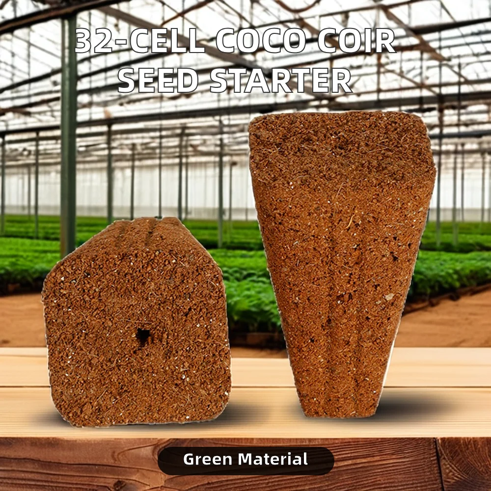 32 Cells Large Coco Coir Peat Soil 500Pcs Starter Plug Culture Vegetable Flower Plant Growing Factory Cutting Pots Planters