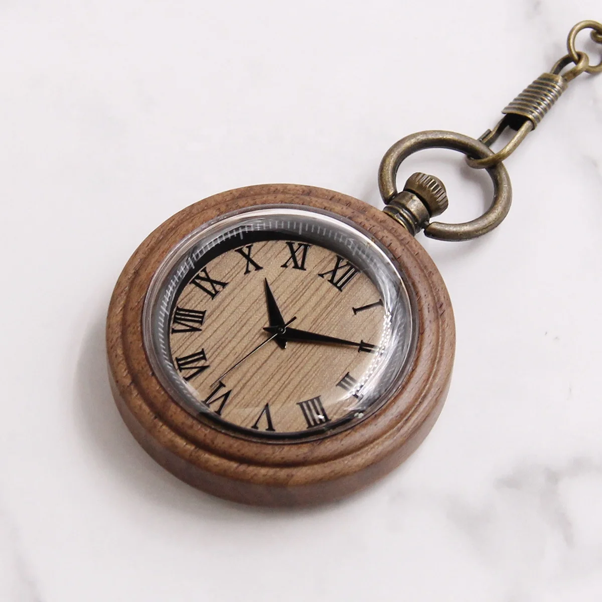 Винтажные деревянные карманные часы с цепочкой, деревянные поделки, подарок на 5-ю годовщину