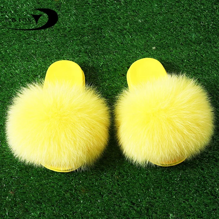  Cheap Factory Directly Wholesale Non Slip Rainbow Colors Custom Designer Real Fur Slide Sandals For