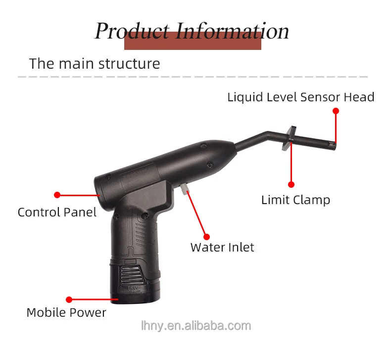 Battery filling gun with level Sensing Extension Tube Battery refills designed for forklifts and golf carts