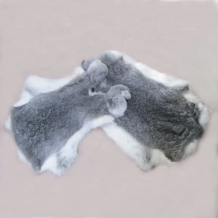 Factory Price Chinese Fur Normal Size Natural Grey Chinchilla Color Fur Pelt Soft Full Real Rabbit Fur Skins