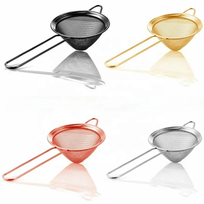 
Stainless Steel Bar Cocktail Strainer Fine Mesh Strainer Conical Food Strainer with handle 