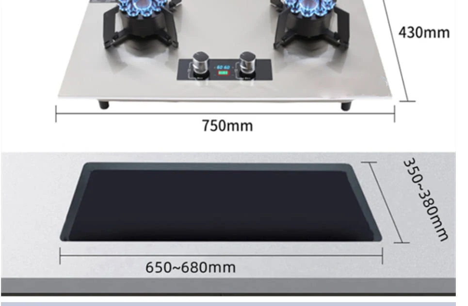 Zhongshan huachu make 2 burner SS panel folding gas hob foldable burner built-in gas stove