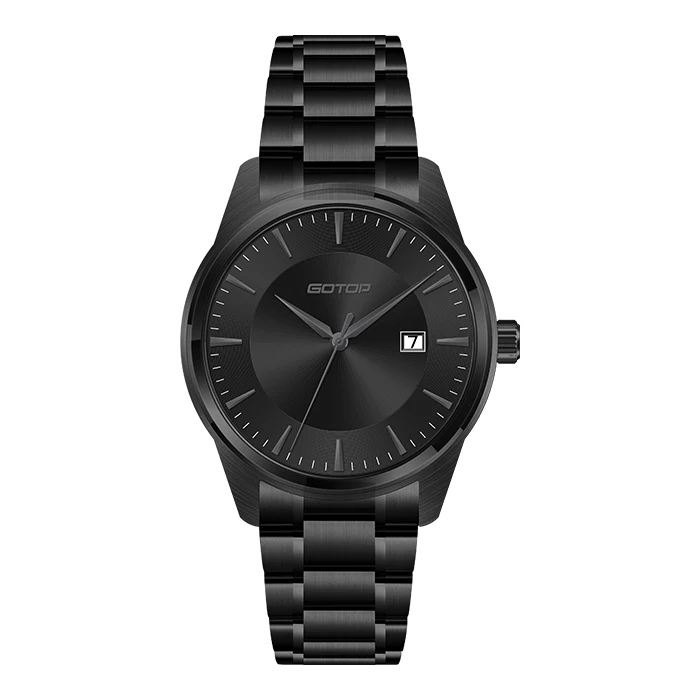 Stainless Steel Shell Solid Core Steel Strip Three Needle Strap Calendar Double-Layer Dial Custom Logo Quartz Mens Watch