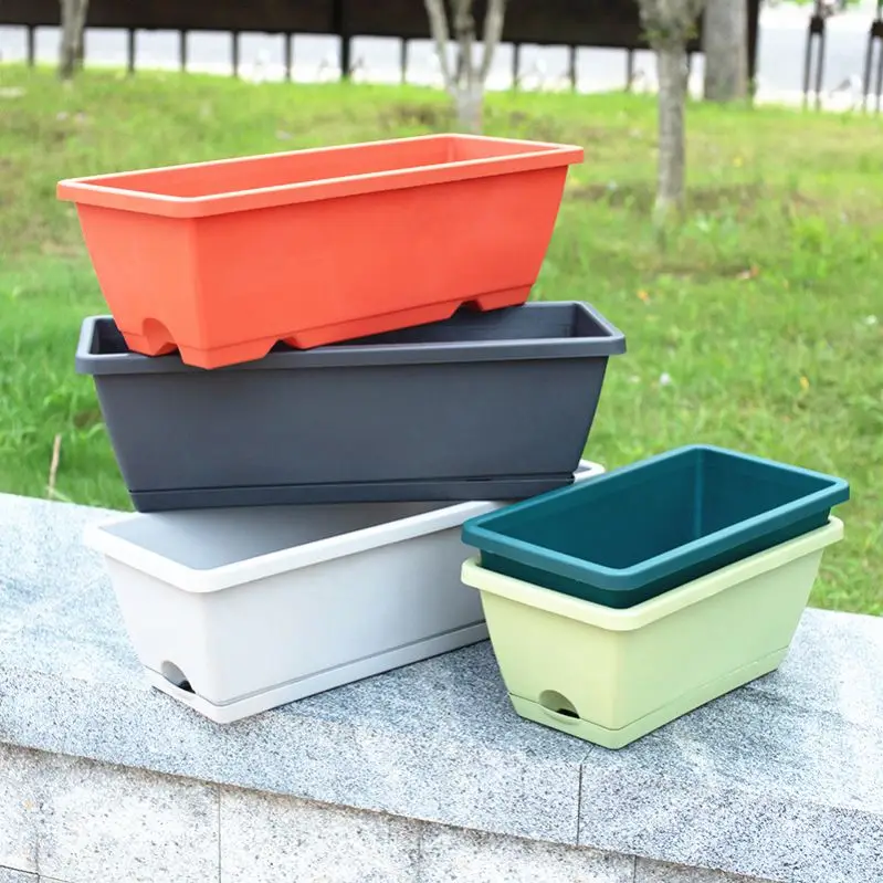 vegetable planting lazy plastic flower pot balcony vegetable planting flower extra large rectangular planting trough wholesale