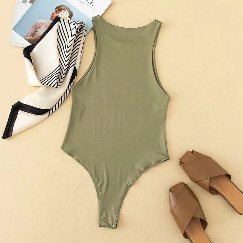 2022 Women Summer Custom Solid Color Romper Sleeveless Casual Slim Jumpsuit Sexy Tank Bodysuit