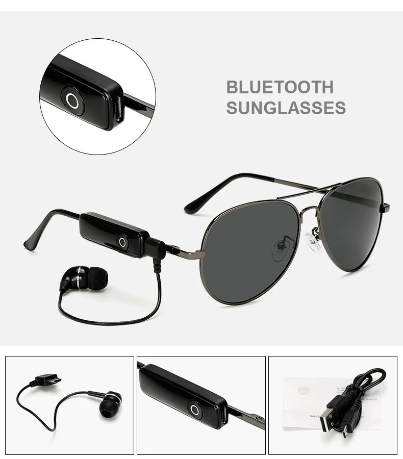 Pilot frame Photochromic sunglasses cheap UV400 polarized gunmetal Men sunglasses with bluetooth headphones