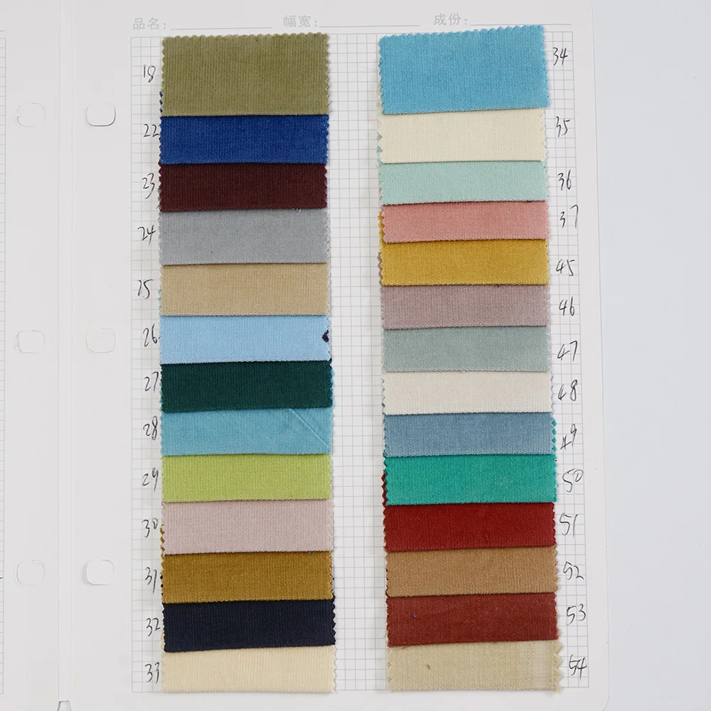 
Wholesale thin cotton spandex 28 wales corduroy fabric for clothing 