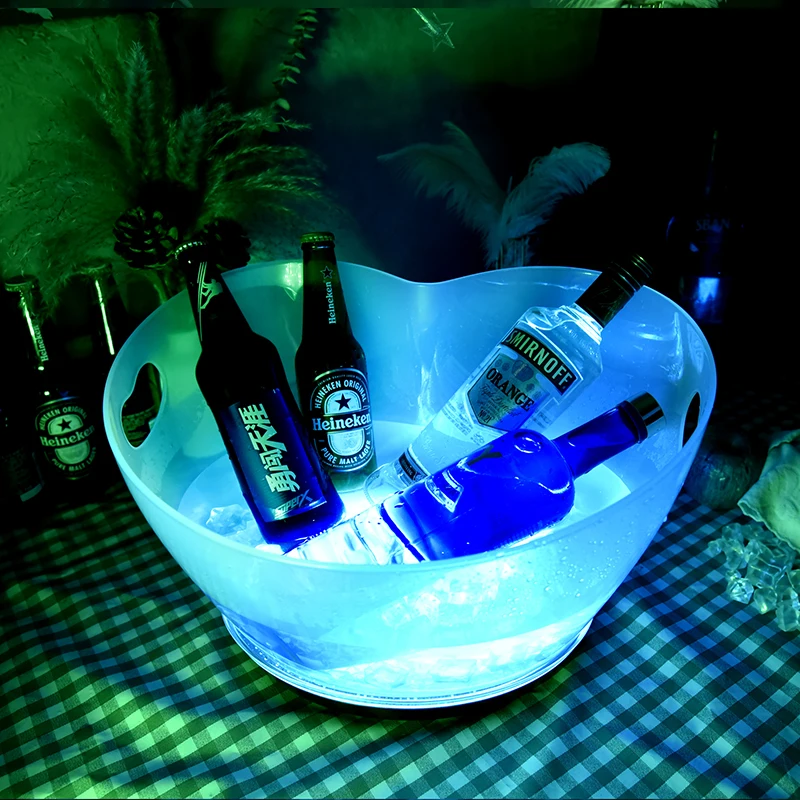 14 L PS PP Material Wine Bottle Chiller Champagne Bucket Ice Mold Unique Led Ice Bucket For Party
