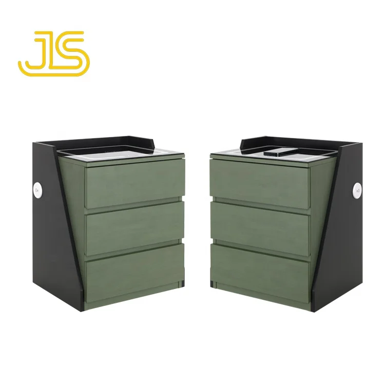 Jinsong Nordic White And Gold Multi-function Intelligent Chest Nightstand Cabinet Smart Wireless Charging Bedside Table