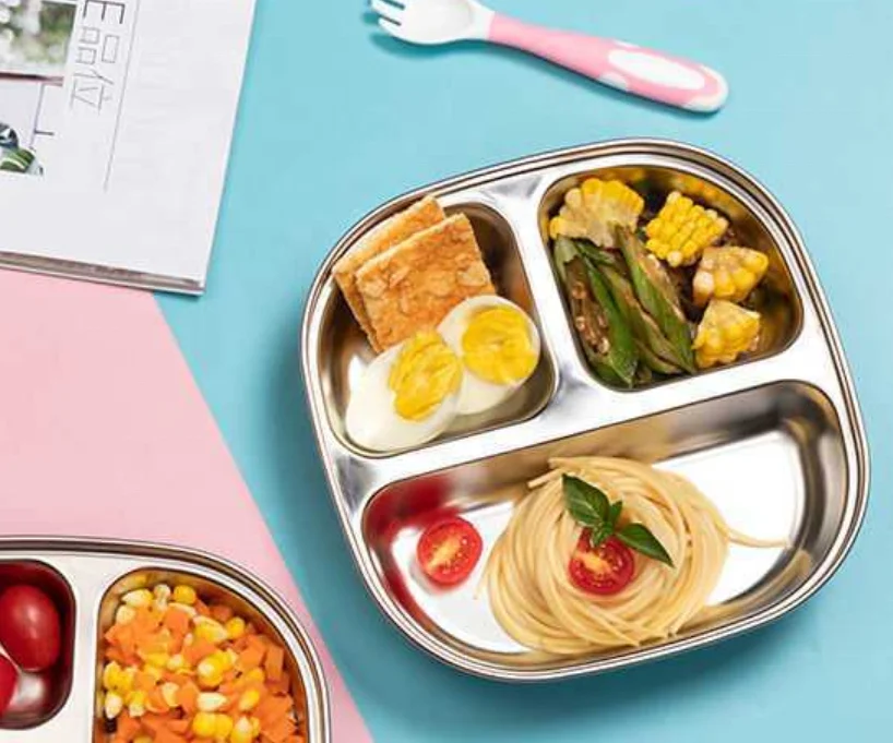 Отдельная тарелка, детская тарелка из нержавеющей стали 18/10, новинка 304, мультяшный металлический поднос для гравировки по индивидуальному заказу