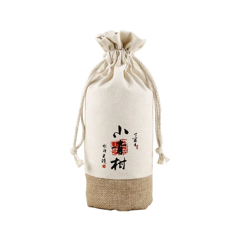 Профессиональная Экологически чистая холщовая Хлопковая Сумка Hessian на шнурке с круглым дном, сумка для вина, косметические подарки