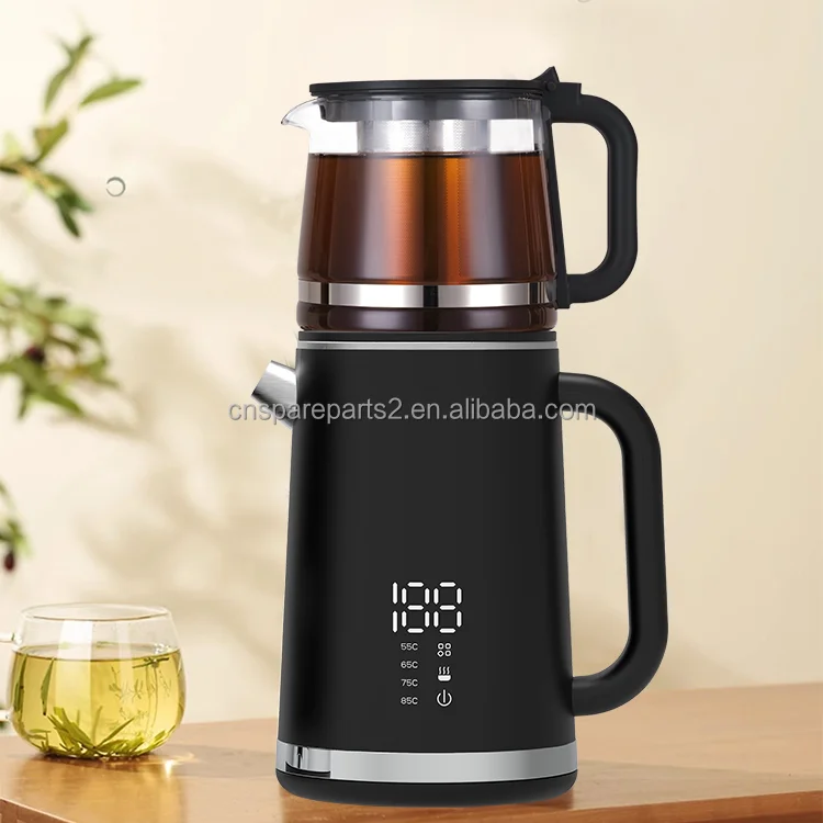 Turkish Tea Maker Machine Touch Screen Temperature Control Water Boiler 1500w Double Wall Electric Kettle With Filter Screen