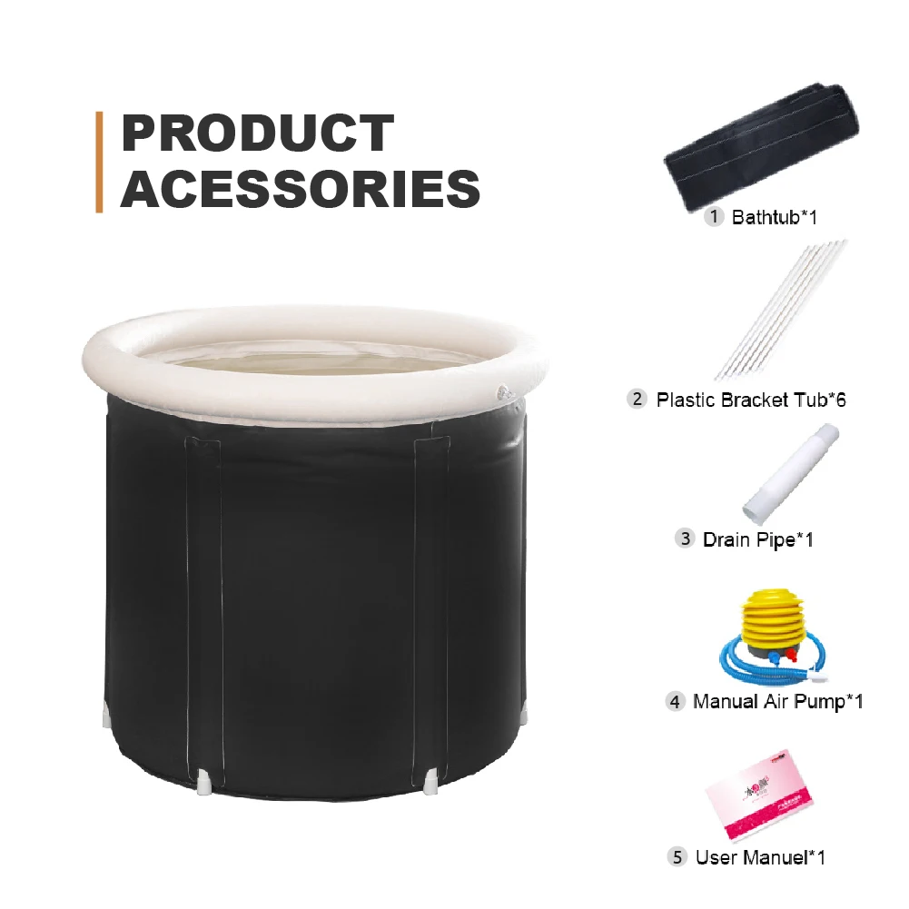 Spa Massage Bath Foot Bath Ice Bathtub 3 Layers PVC Nylon Adult Air Inflatable Bath Bucket With Pump