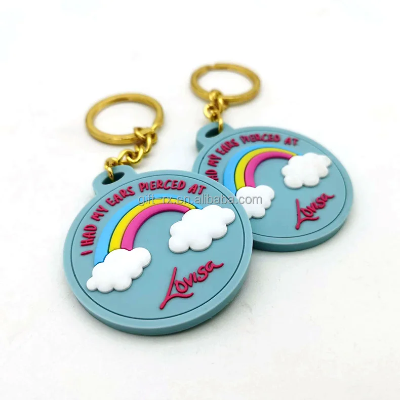 Custom Logo OEM Plastic Keychains Fashion PVC Cartoon Soft Silicone Rubber Keychain 2D/3D Logo Stitch Promotional Carabiners