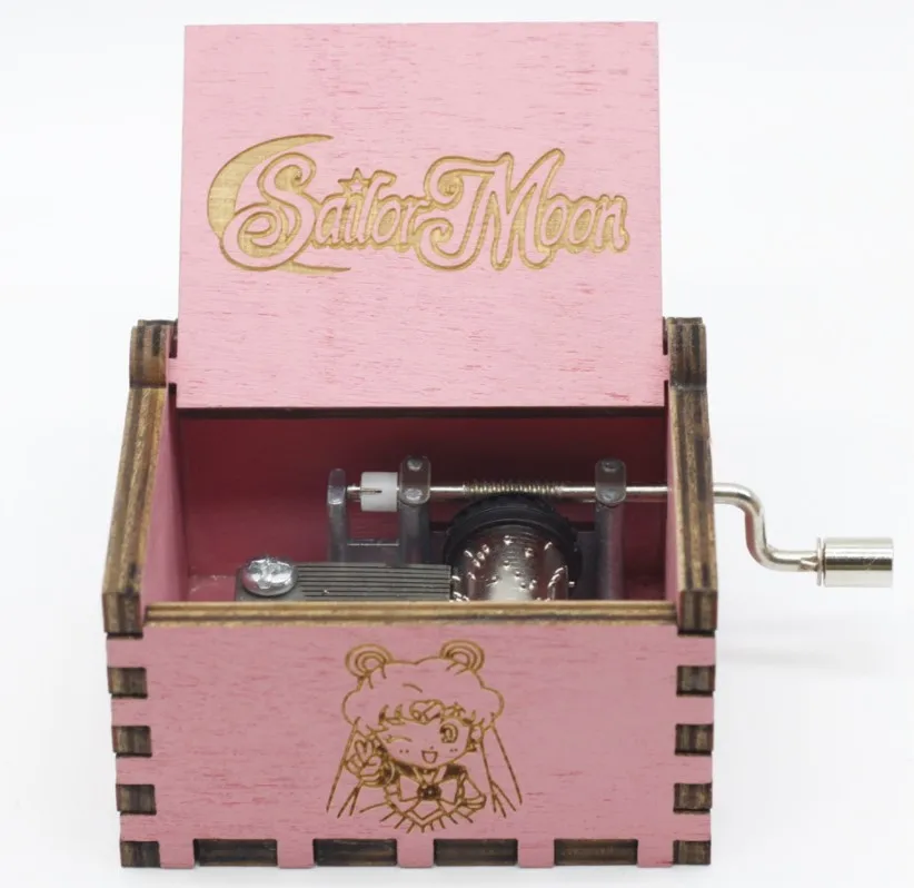 Wholesale custom mini hand crank Laser Engraved hand crank wooden music box