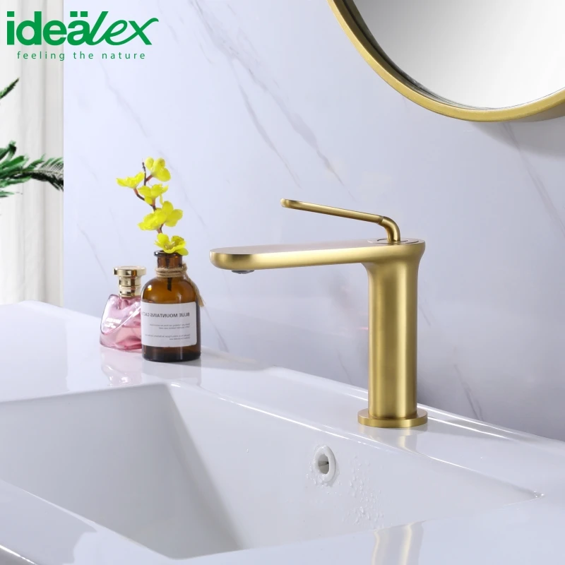 Ares Idealex Brass Deck Mounted Single Lever Brushed Nickel Bathroom Faucet Wash Basin Bathroom Accessories and Faucets Set